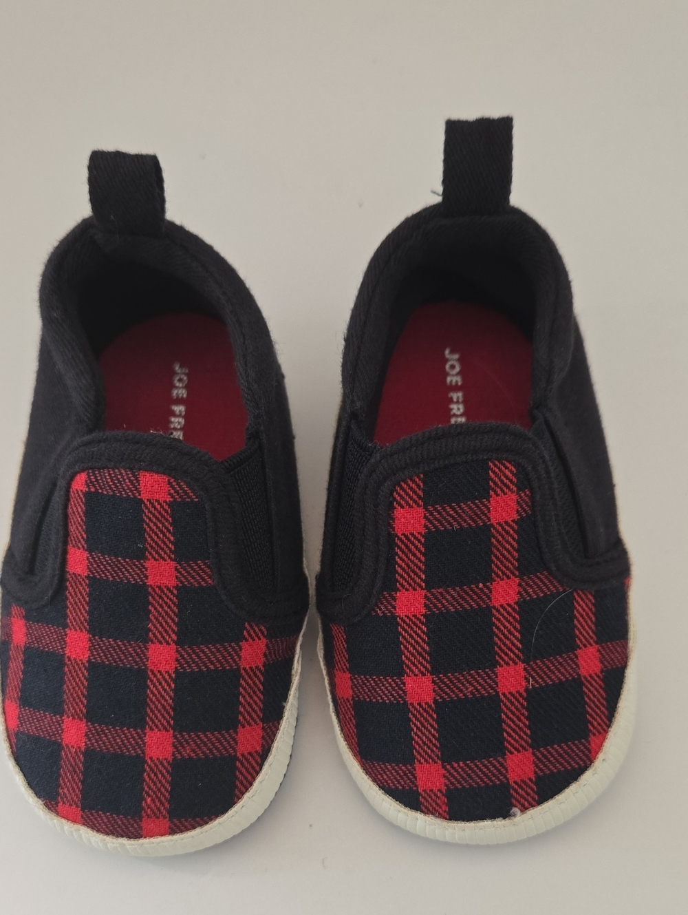 Joe Fresh Kids Red & Black Plaid Slip-On Sneakers